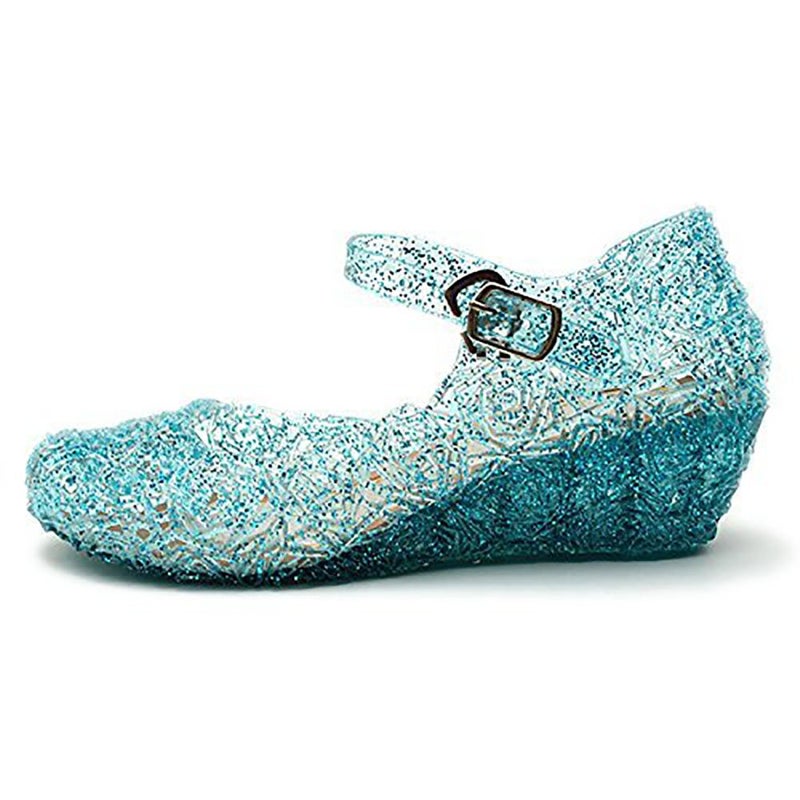 CQDY Blue Girlâ€™s Princess Shoes Jelly Sandals Cinderella Toddler Cosplay Dancing Show Mary Janes(Toddler/Little Kid) - Image 5